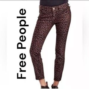 Free People Brown Leopard Skinny Jeans